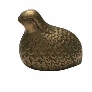 Vintage brass animal figurine bird quail home